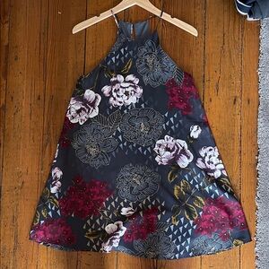 Everly Gray and Gold Floral Dress